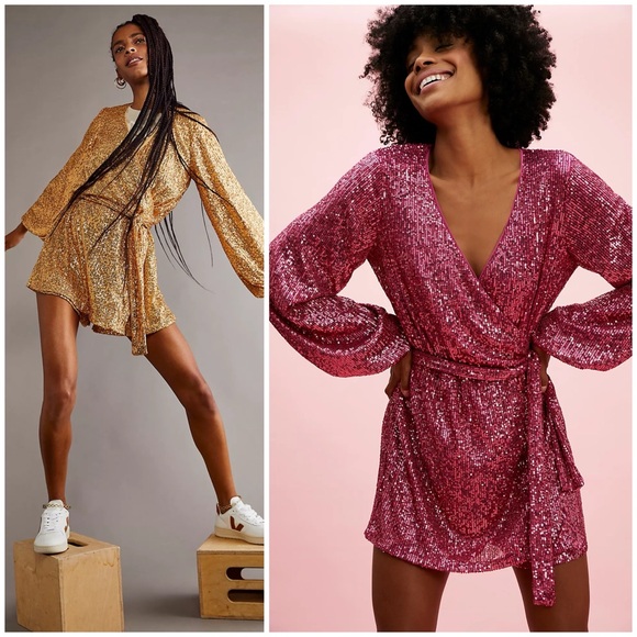 𝓯𝓹 Free People ~ Christa Sequin Romper in pink - Picture 14 of 17